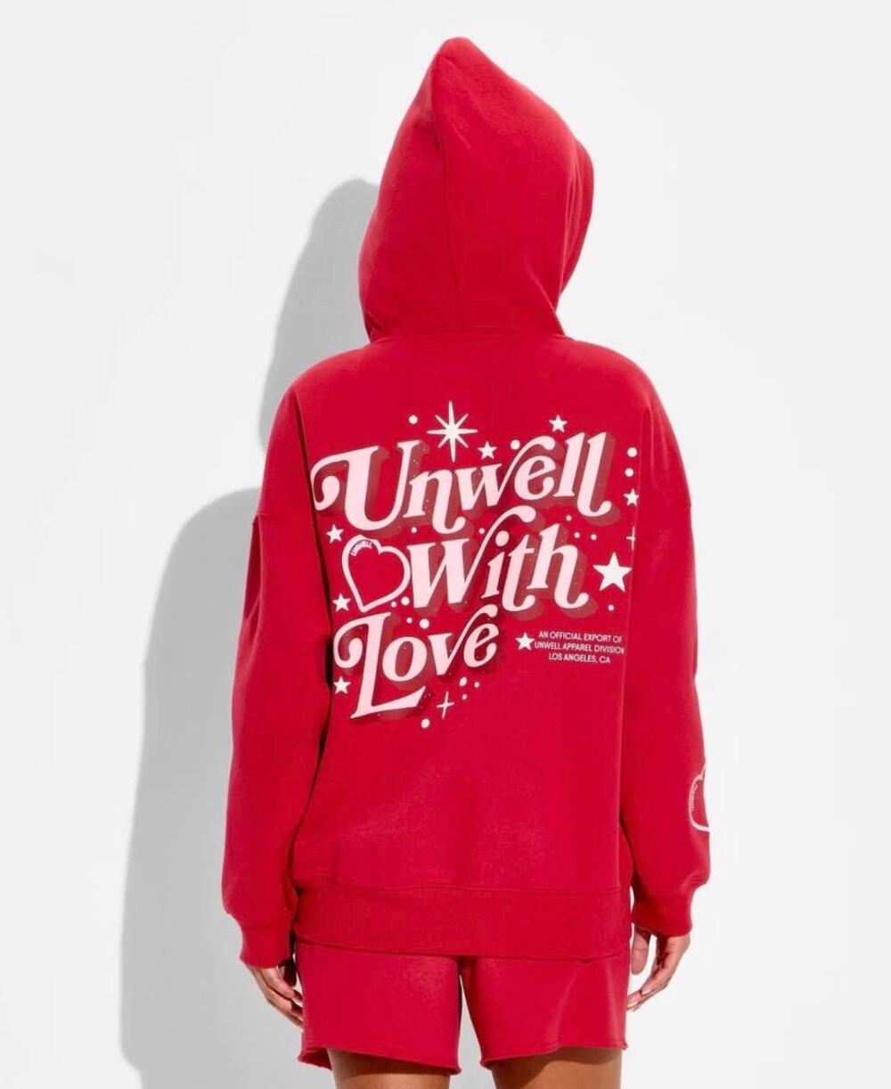 Unwell With Love Hoodie, Red, Medium